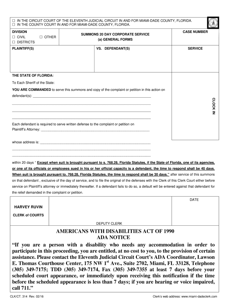 2011 Form FL CLK CT 314 Fill Online Printable Fillable Blank PdfFiller