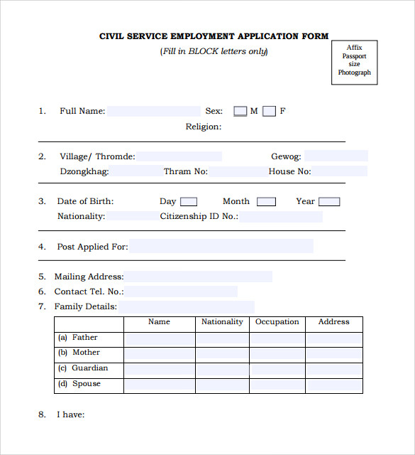 9 Civil Service Exam Application Form Templates To Download Sample 