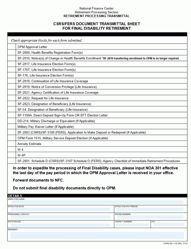 Applicable Forms For Final Disability