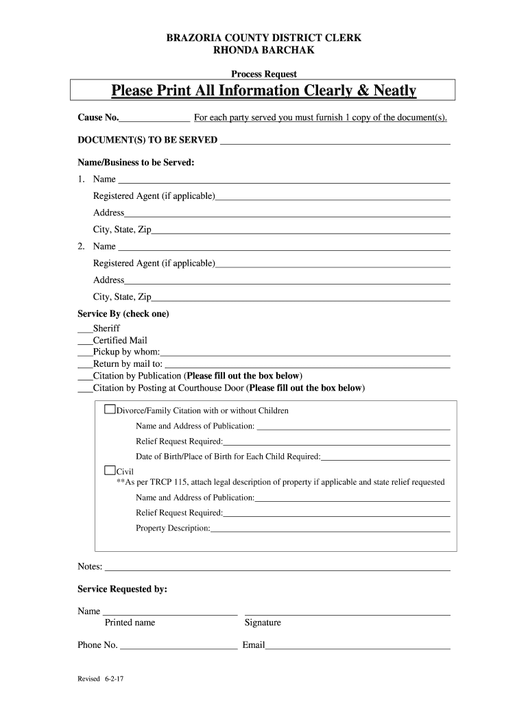 Brazoria County District Clerk Fill Out And Sign Printable PDF