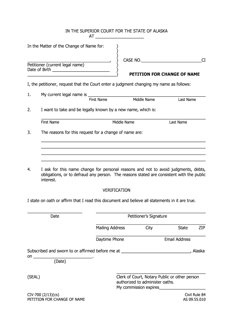 CIV 700 Petition For Change Of Name 213 PDF Fill In Civil Forms Fill