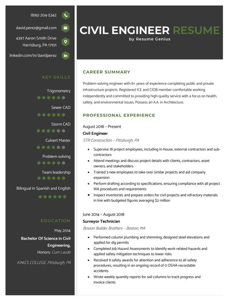 Objectives For Civil Engineering Resume