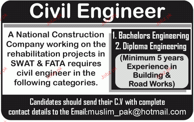 Civil Engineers Job Opportunity 2021 Job Advertisement Pakistan