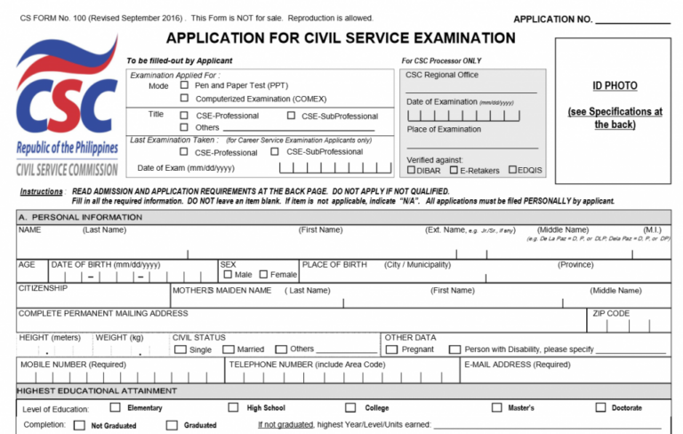 Civil Service Application Form Free Download Civil Form 2023 1767