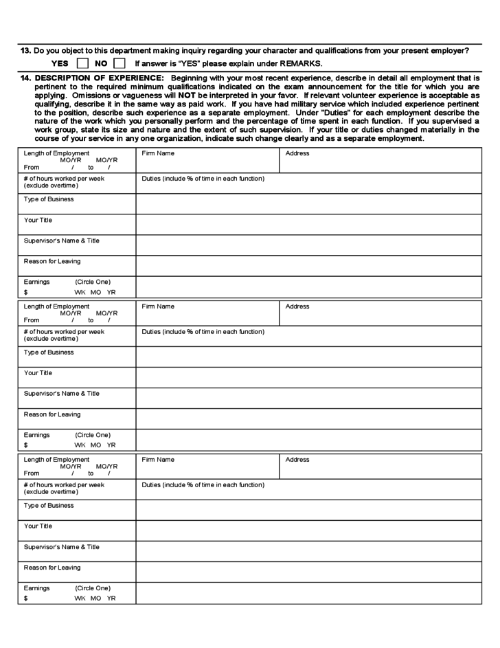 Civil Service Exam Application Form New York Free Download