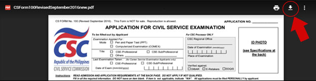 Civil Service Exam PH Civil Service Application Form CS Form No 100