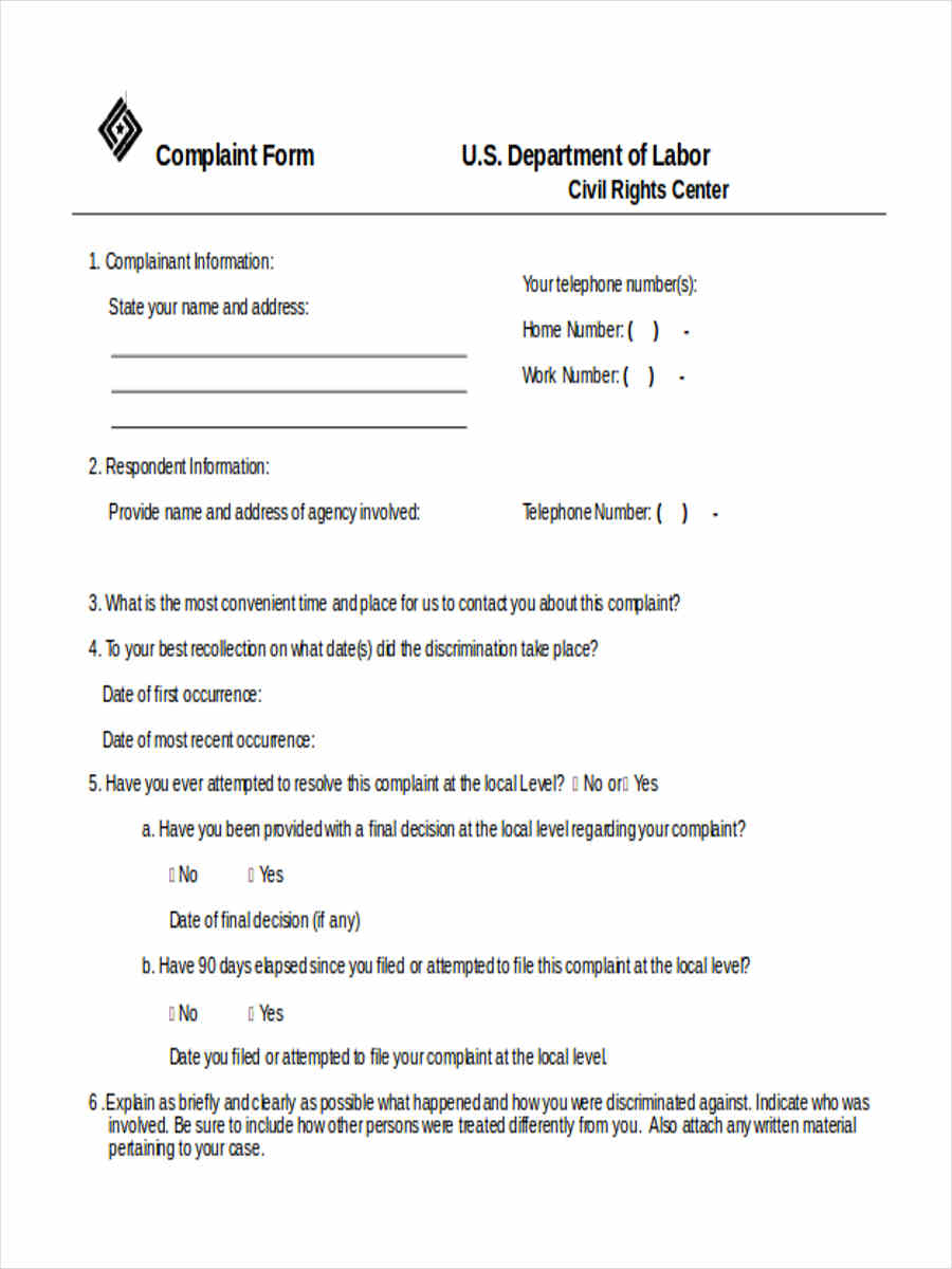 Claim Complaint Form Civil Court Complaintformtemplate