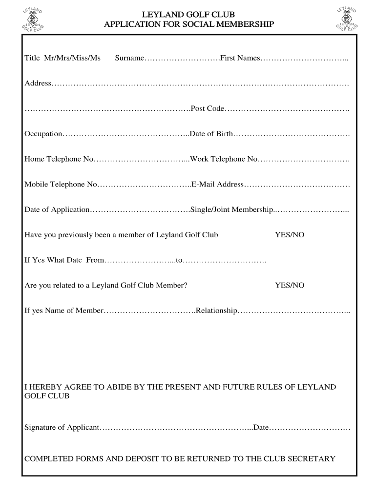 Club Membership Form Pdf Fill Online Printable Fillable Blank Civil