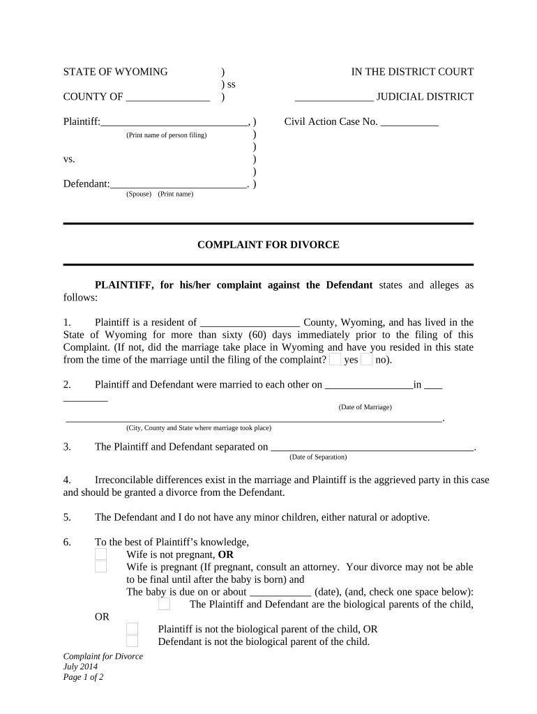 Complaint Divorce With Children Form Fill Out And Sign Printable PDF 