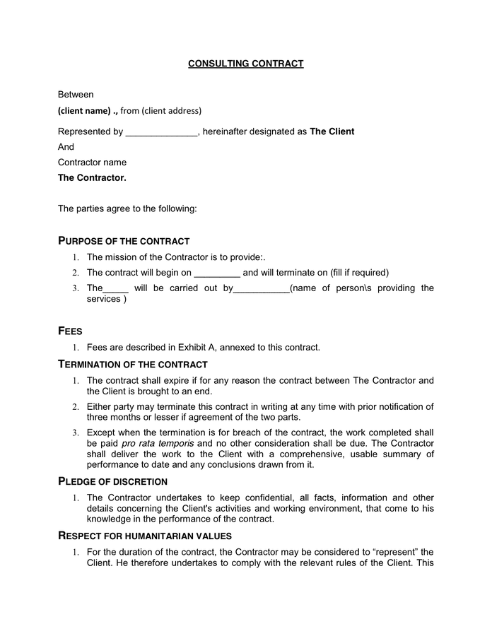 Consulting Contract Template Download Free Documents For PDF Word 