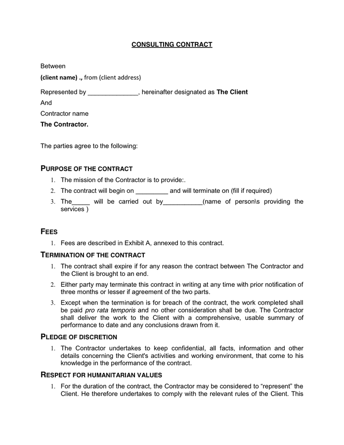 Consulting Contract Template Download Free Documents For PDF Word