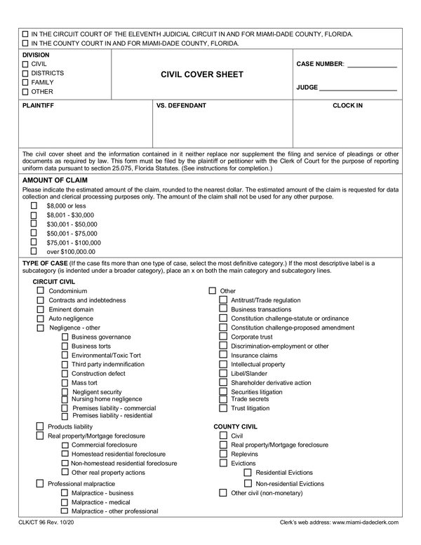 Fill Free Fillable Miami Dade County Clerk Of The Courts PDF Forms