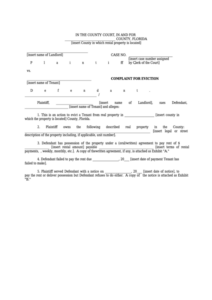 Florida Civil Court Complaint Form Civil Form 2024   Fillable Complaint For Eviction Florida County Court Form Printable 212x300 