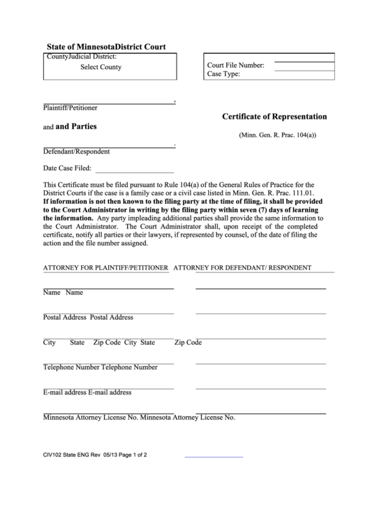 Minnesota State Court Civil Forms Civil Form 2023