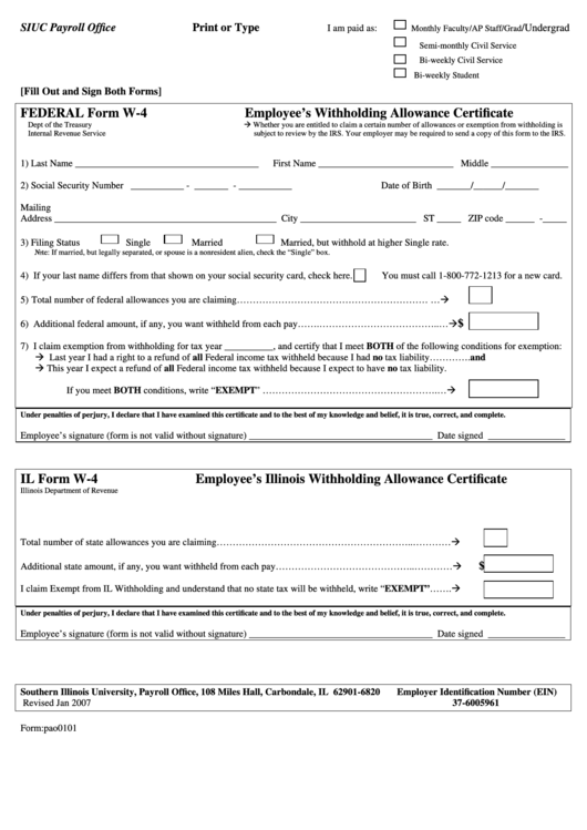 Fillable W 4 Form Employee S Withholding Allowance Certificate Civil