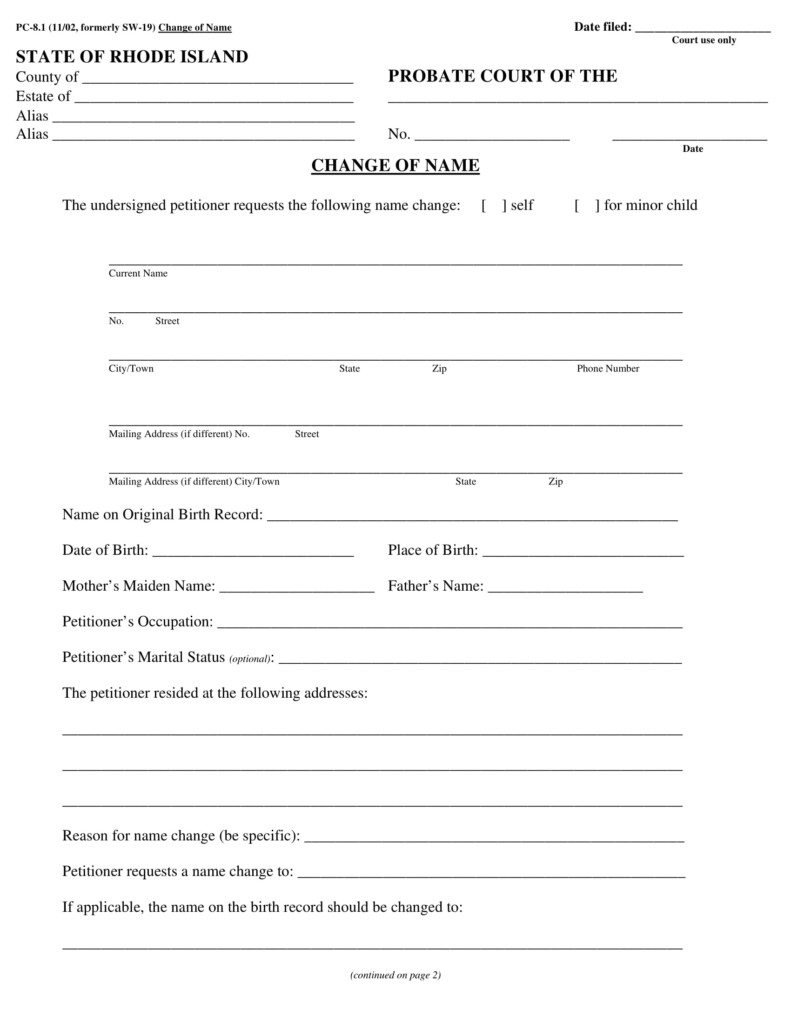 Civil Court Name Change Form Civil Form 2023