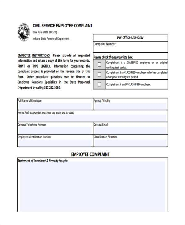 FREE 45 Sample Complaint Forms In PDF MS Word Excel