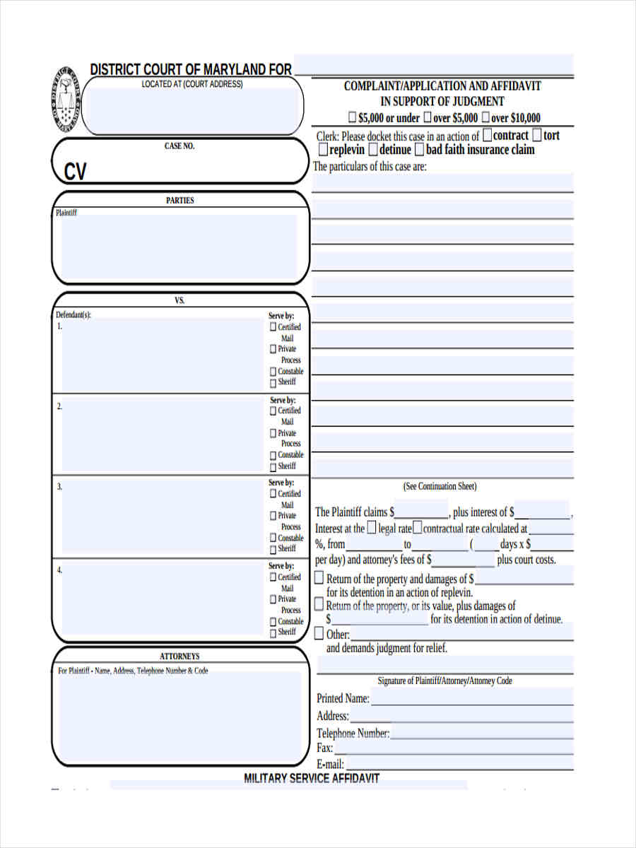 FREE 5 Sample Civil Complaint Forms In MS Word PDF - Civil Form 2023