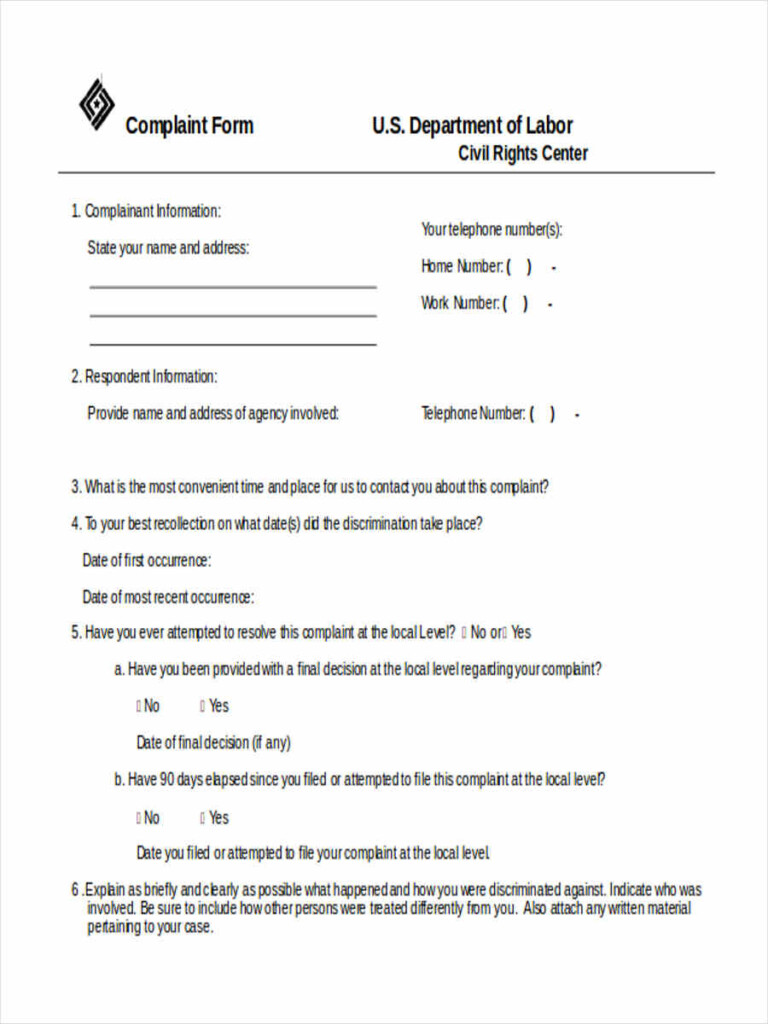 Legal Complaint Form Civil Court Template Civil Form 2023   Free 5 Sample Civil Complaint Forms In Ms Word Pdf 11 768x1024 