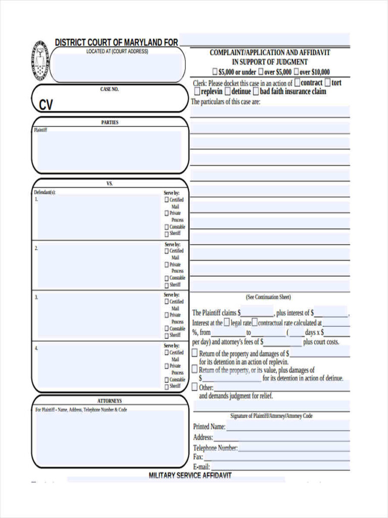 FREE 5 Sample Civil Complaint Forms In MS Word PDF