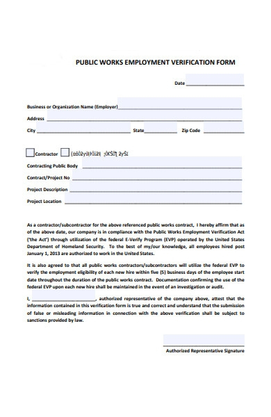 FREE 51 Employment Verification Forms In PDF Ms Word