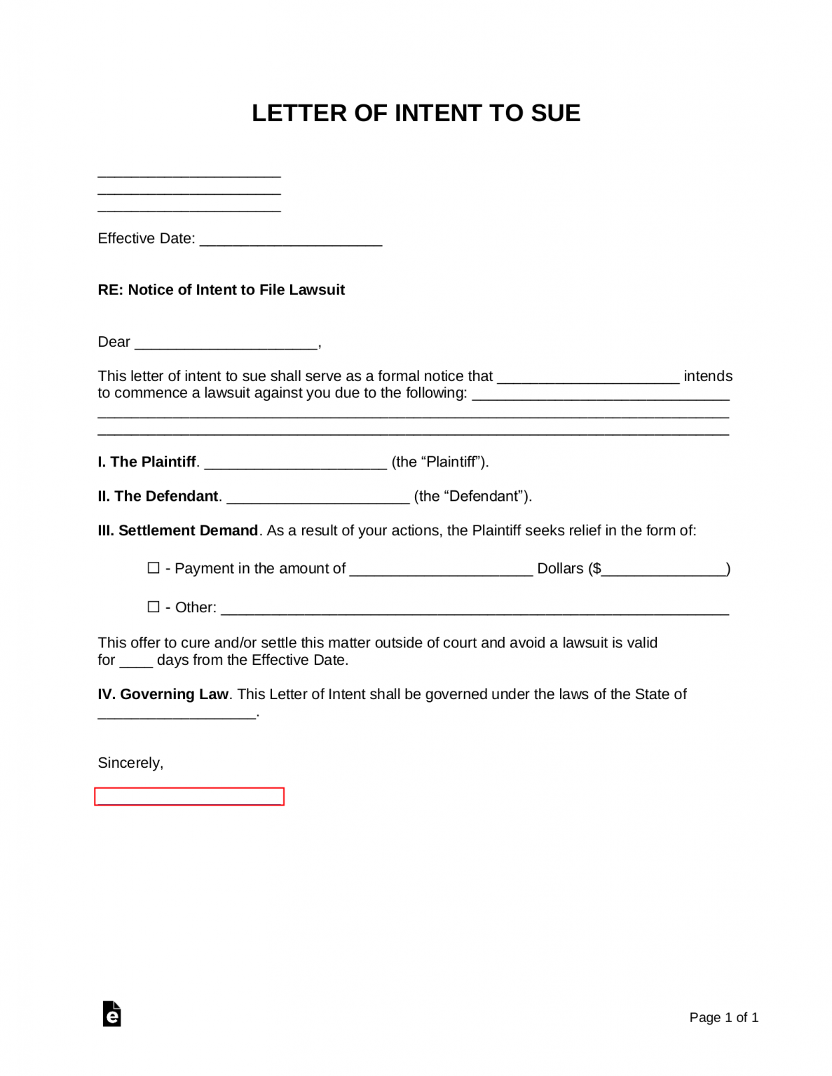 Free Letter Of Intent To Sue with Settlement Demand Sample Word