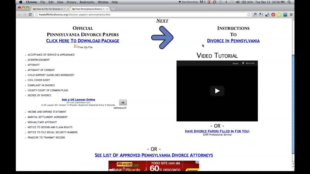 Free Pennsylvania Divorce Papers And Forms YouTube