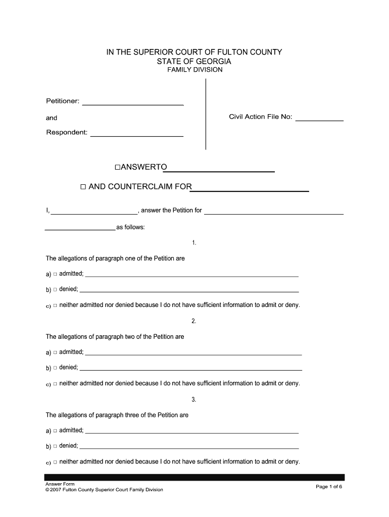 Fulton County Civil Court Fill And Sign Printable Template Online 