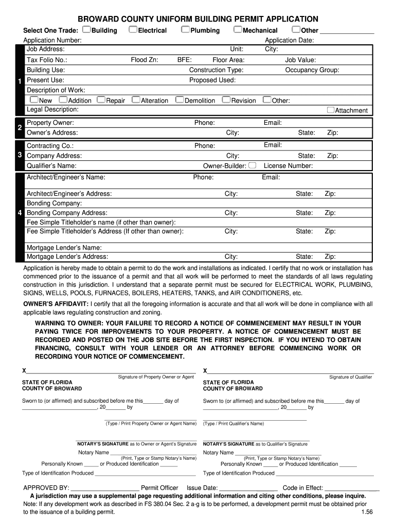 How To Fill Out Broward County Uniform Building Permit Application 2020 