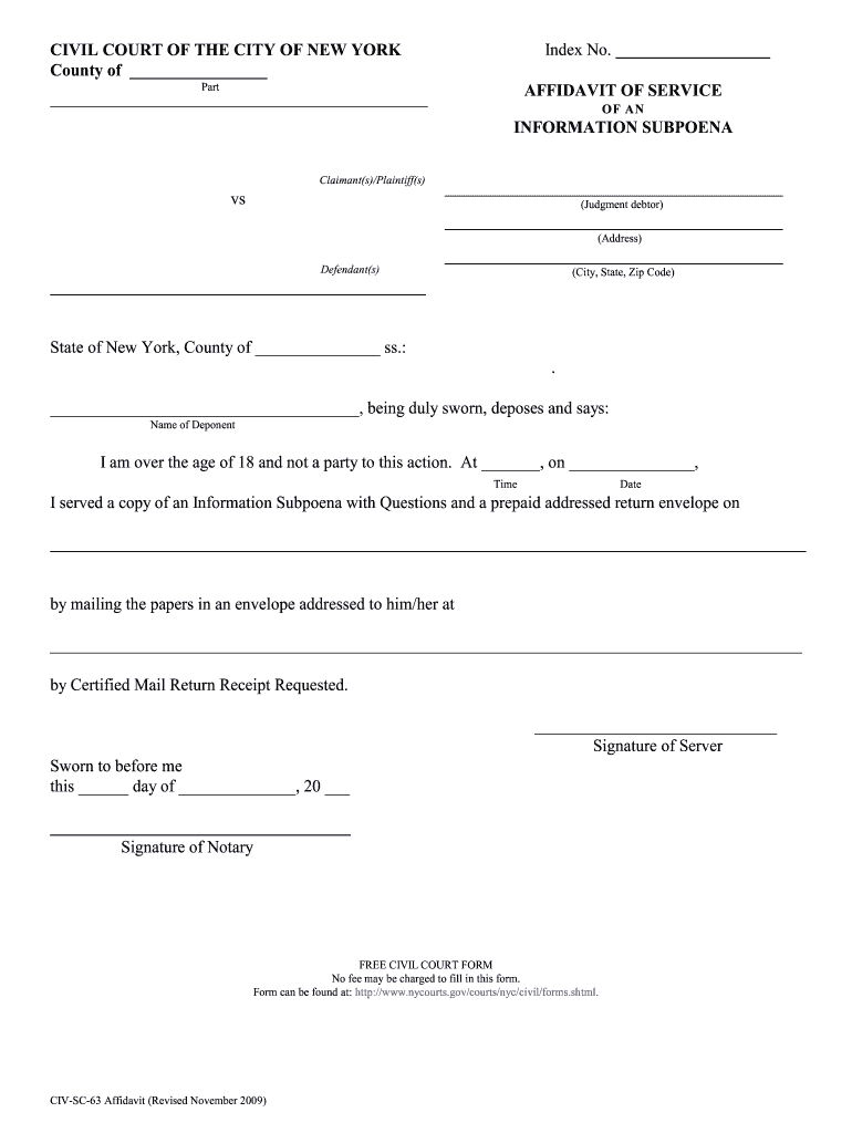 Information Subpoena Fill Out And Sign Printable PDF Template SignNow