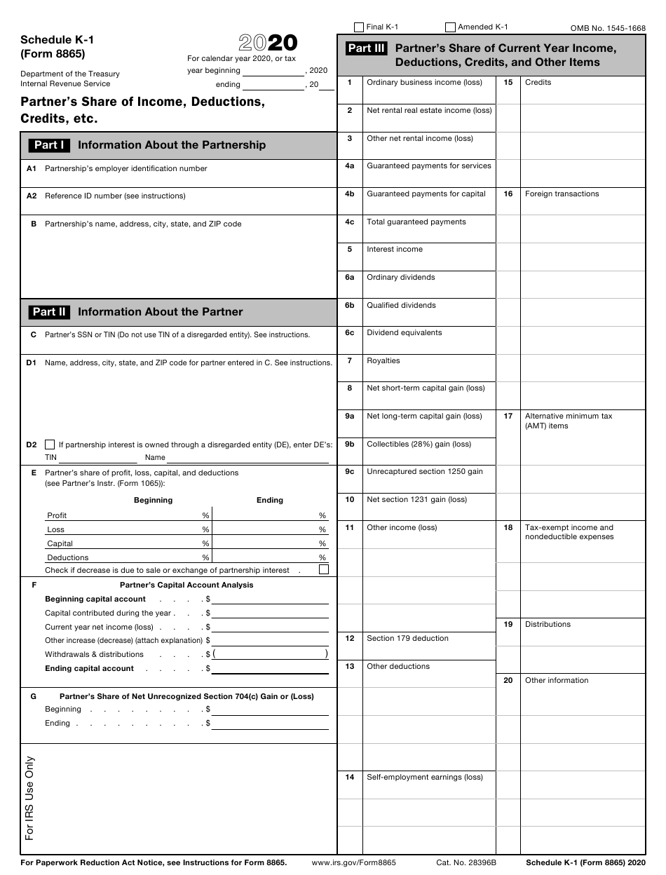 IRS Form 8865 Schedule K 1 Download Fillable PDF Or Fill Online Partner