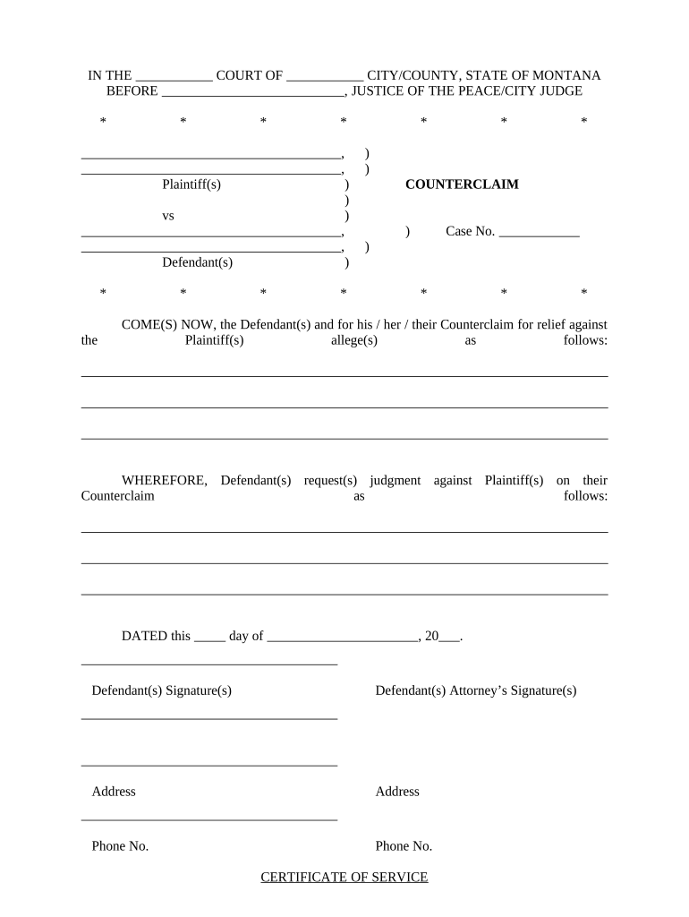 Montana Civil Court Form Fill Out And Sign Printable PDF Template