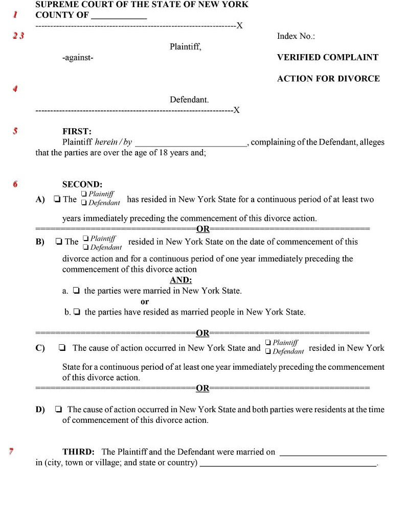 New York No Fault Divorce Forms DIY With Instructions 