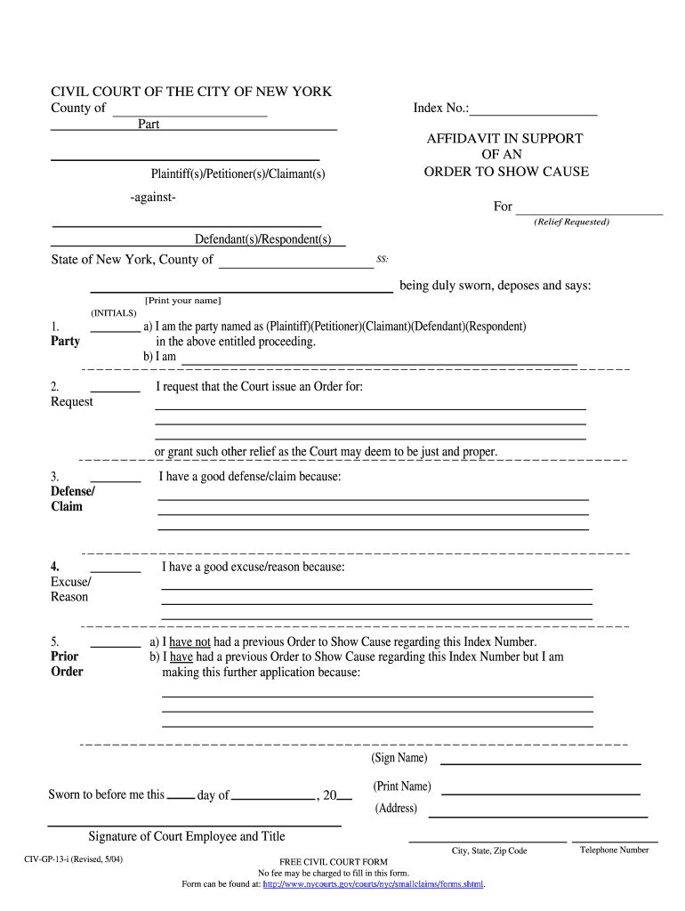 Order To Show Cause New York Pdf Fill Online Printable Fillable
