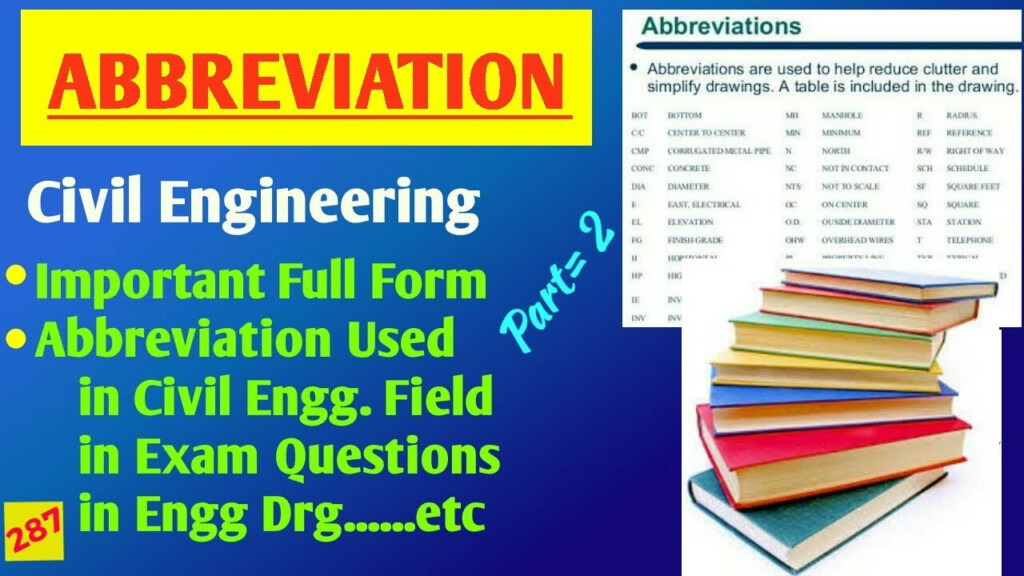 Part 2 Abbreviation Used In Civil Engineering Different Full Form 