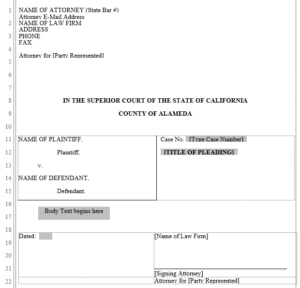 Alameda County Superior Court Civil Forms  Civil Form 2023