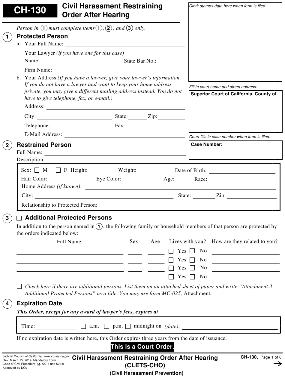 Restraining Order Forms Fill Online Printable Fillable Blank Images