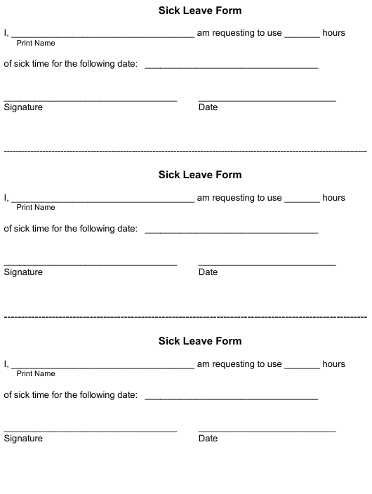 Sick Leave Form Download Printable PDF Templateroller