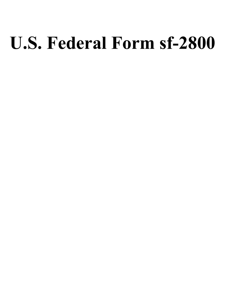 U S Federal Form Sf 2800
