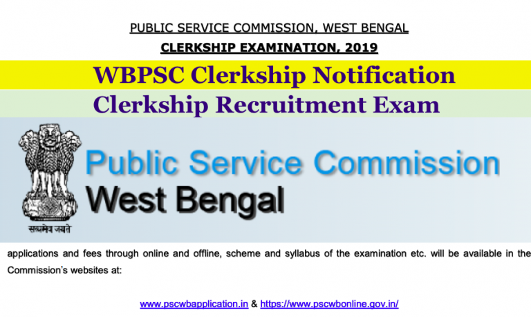 WBPSC Clerkship 2023 Recruitment Notification Date Application Form