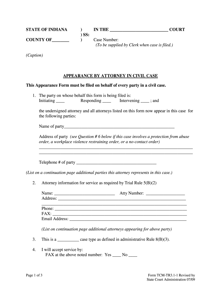 Appearance Attorney Civil Fill Online Printable Fillable Blank 