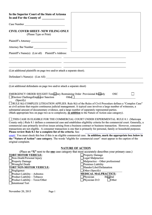 Arizona Supreme Court Civil Forms Civil Form 2024