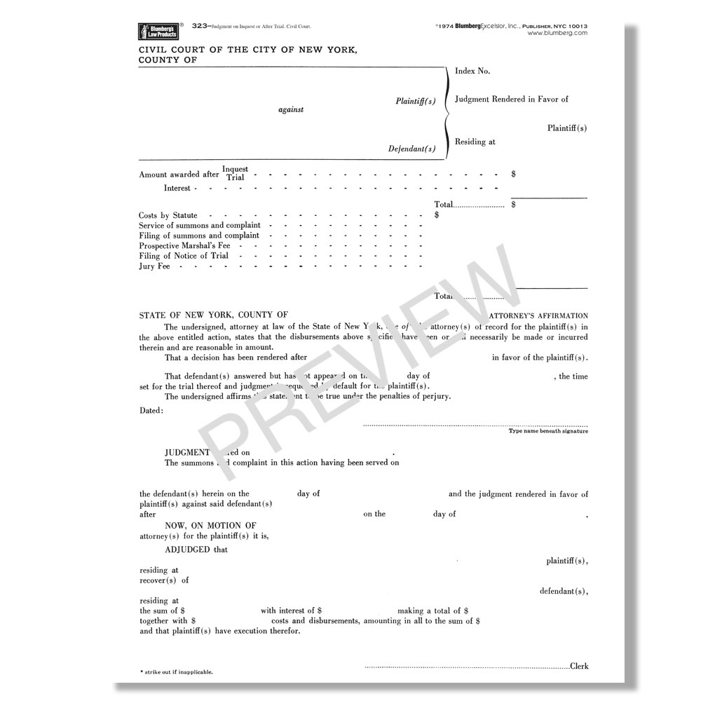 Blumberg New York Civil Court Legal Forms