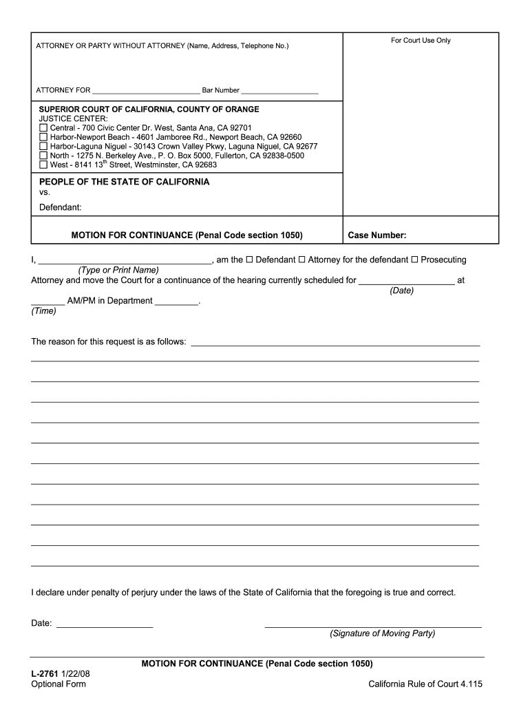 Ca Motion Continuance Fill Online Printable Fillable Blank PdfFiller