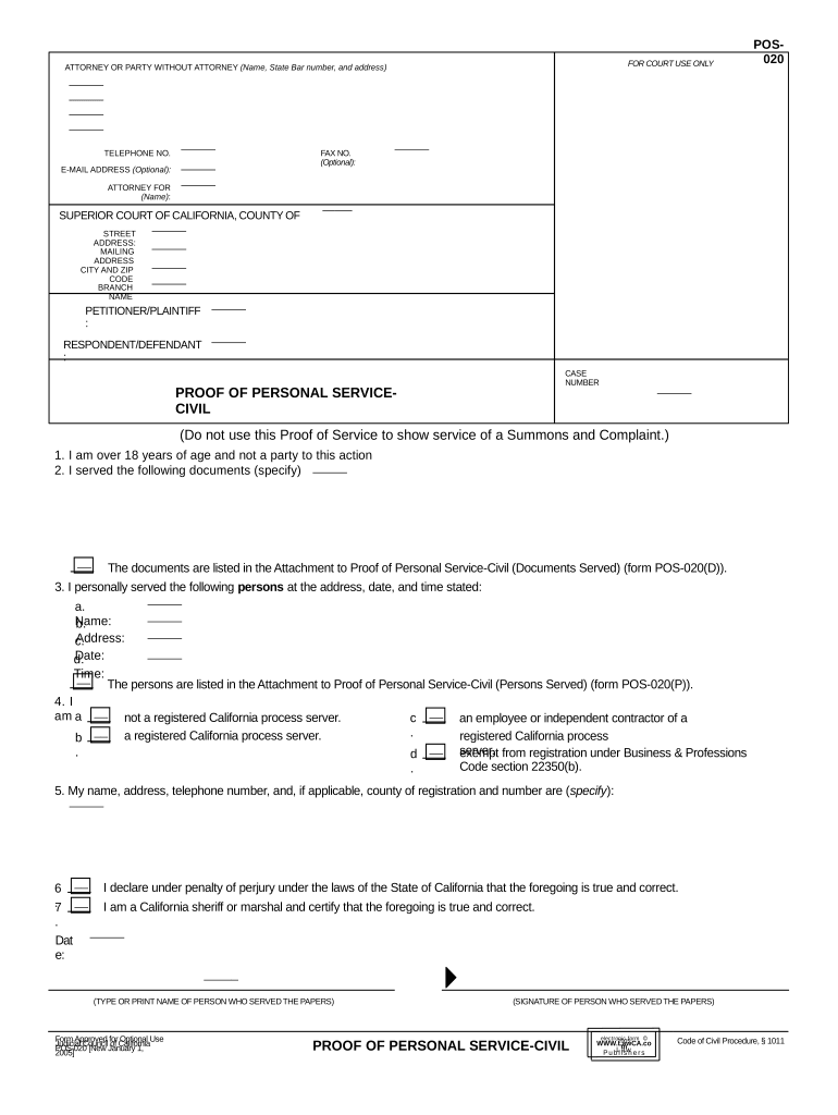 California Proof Service Form Fill Out And Sign Printable PDF 