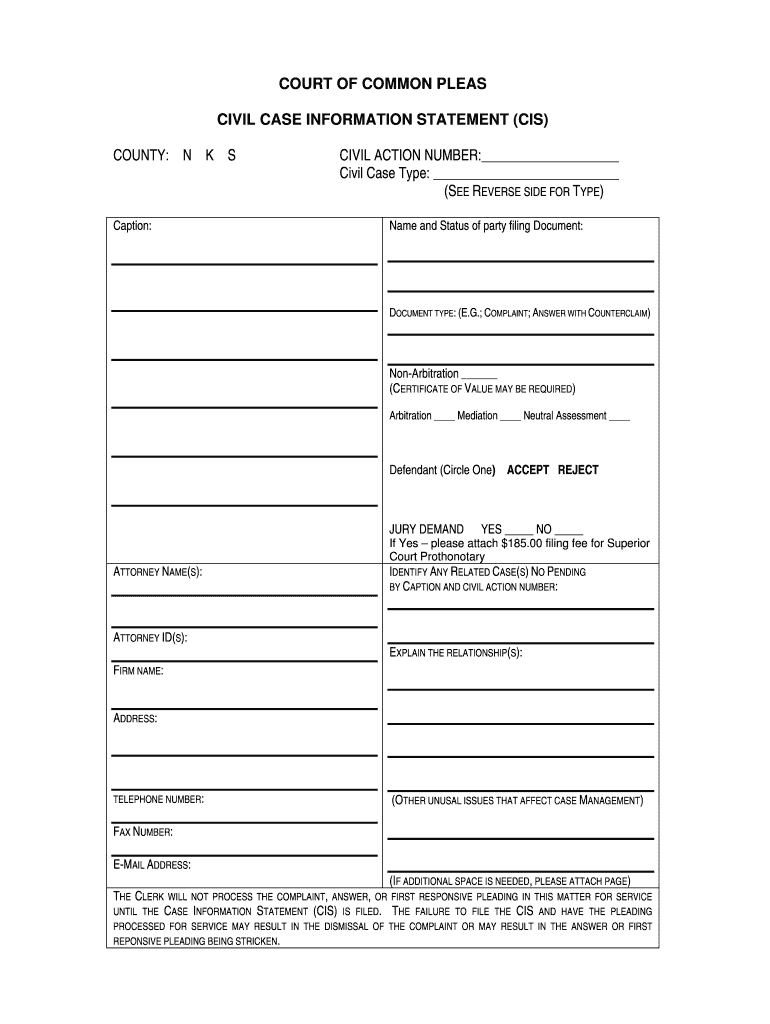 Civil Case Information Statement NJ Courts Fill Out And Sign 