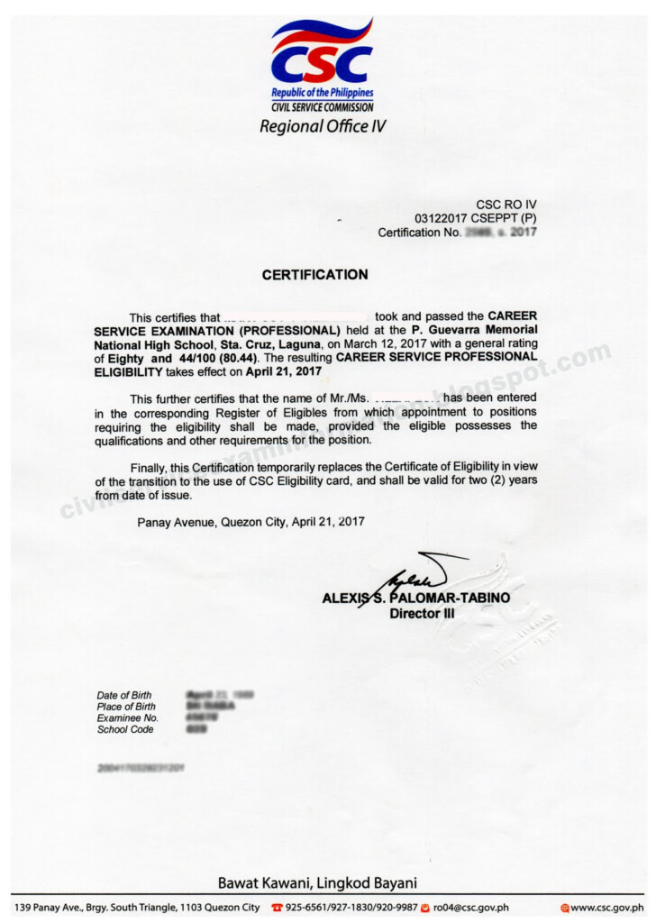 Civil Service Exam PH How To Claim Certification Of Eligibility 