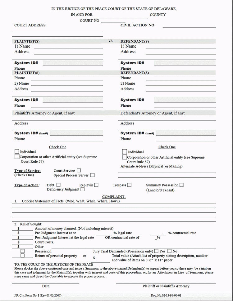 Delaware County Civil Complaint Form Civil Form 2023