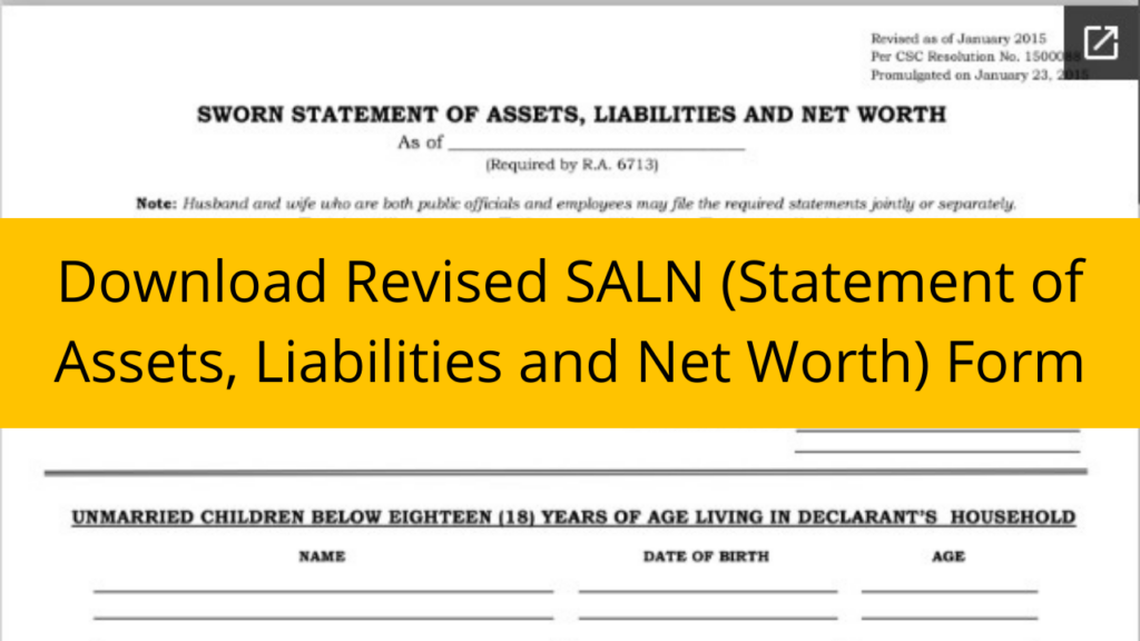 Download Revised SALN Statement Of Assets Liabilities And Net Worth Form