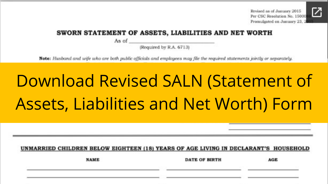 Download Revised SALN Statement Of Assets Liabilities And Net Worth ...